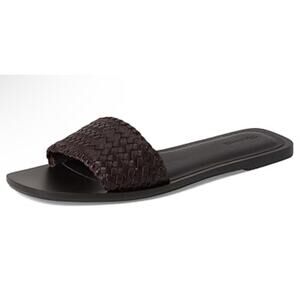 Madewell Lucia Woven Leather Slide Sandals Dark Brown Size 7 Minimalist Chic